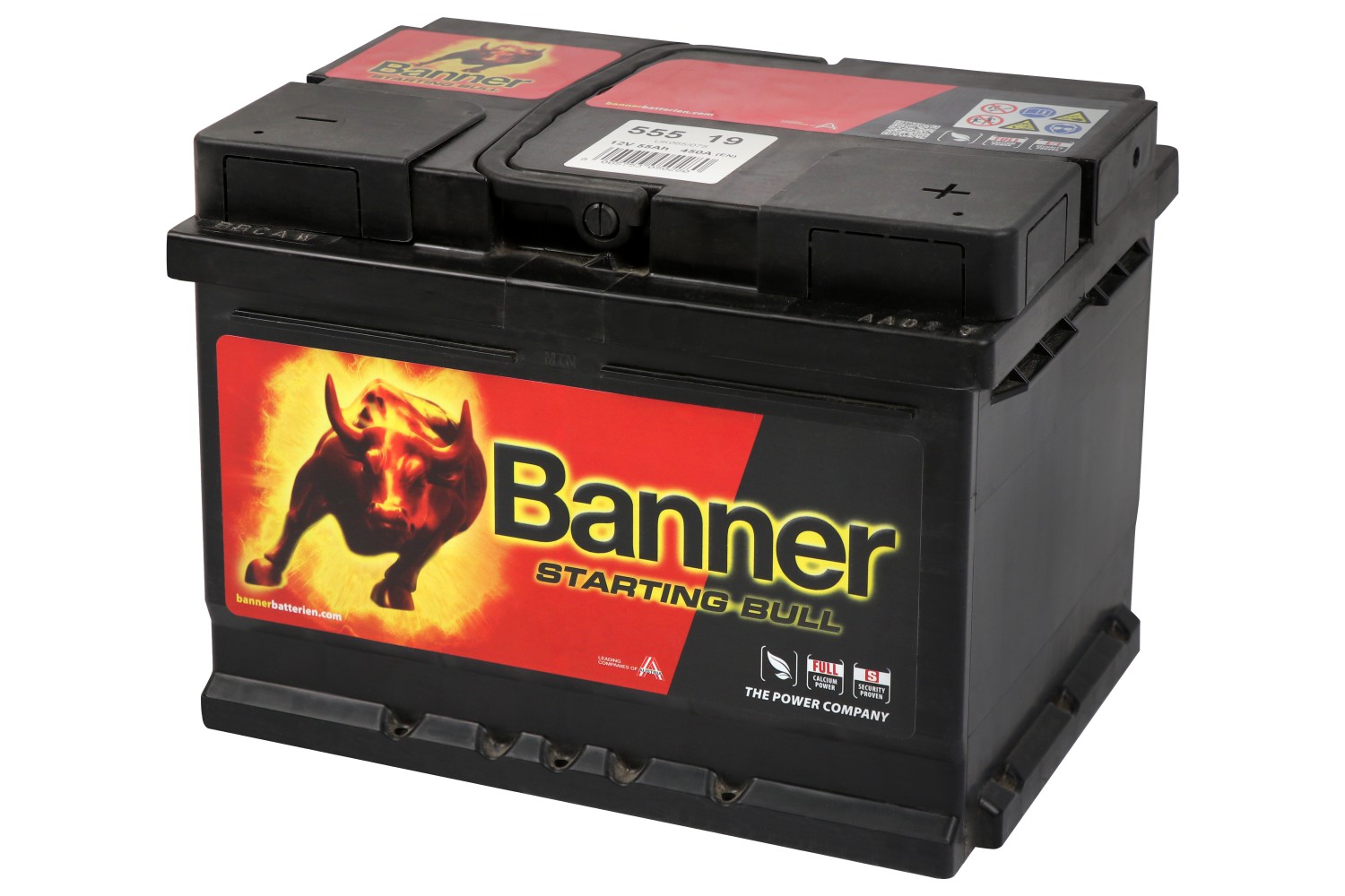 АКУМУЛЯТОРНА БАТАРЕЯ BANNER НА РІДКОМУ ЕЛЕКТРОЛІТІ ВИКОРИСТОВУЮТЬСЯ ДЛЯ ЗАПУСКУ ПОРШНЕВИХ ДВИГУНІВ 12V 55AH/450A STARTING BULL